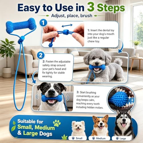 Dog Chew Toys, Durable Interactive Dog Toys with Rope, Enrichment Chew Toy for Small, Medium and Large Dogs, Indoor Outdoor Toy for Stress Relief and Boredom Busting