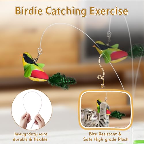 3-in-1 Automatic Interactive Cat Toy, Flying Bird, Mole & Feather - color: White