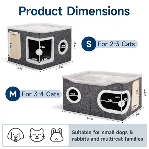 Shikha Extra Large Cat House Bed for Multi Cats with Scratch Pad Grey - color: Grey, size: Extra Large