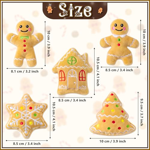 MALLMALL6 Catnip Toys for Cat - 5Pcs Christmas Gingerbread Catmint Interactive Cat Toy for Indoor Cats, Soft Plush Cat Supplies, Kitten Teething Chew Kick Toy Set, Pet Xmas Gifts for Cat Lover - style: Christmas Gingerbread