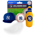 BEST PLUSH CAT TOY - MLB NEW YORK YANKEES Complete Set of 3 piece Cat Toys filled with Fresh Catnip. Incl: 1 Baseball Cap Cat Toy, 1 Baseball Cat Toy with Feathers & 1 Beer Bottle. Beautiful Team LOGO - color: New York Yankees