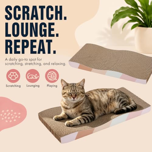 SIDAZON Cat Scratching Board cat Scratcher Cat Scratch Pad Cardboard cat scratchers for Indoor Cats Reversible Large Wide Corrugated with Catnip(2pcs) - size: 2-Pack
