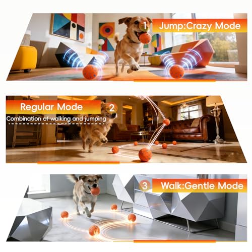 Interactive Dog Ball- Remote Control Dog Toy, Chase Buddy Dog Toy with 3 Modes, Large Size Motion Activated Dog Toys, E-TPU Durable Smart Ball for Dogs, Giggle Ball for Small Medium & Large Dogs