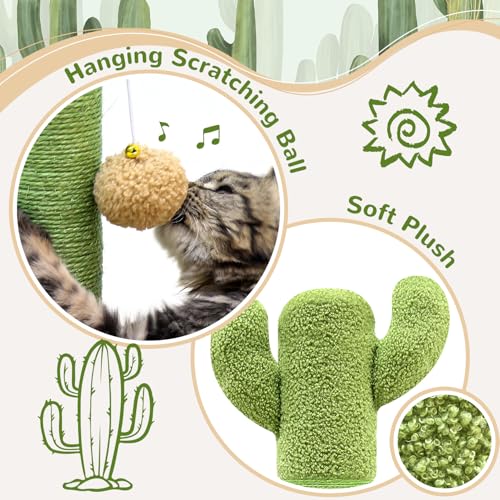 Globlazer Extra Thick Cactus Scratching Posts for Indoor Large Cats, SC37 - color: Green
