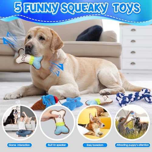 Vinsot 12 Pack Large Dog Chew Toys for Aggressive Chewers, Blue - color: Blue White