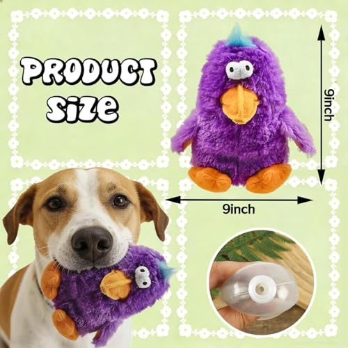 Squeaky Dog Toys Durable Stuffed Bird Dog Toys with Unique Squeak Sounds to Keep Dogs Busy, Cute & Funny Interactive Puppy Chew Toys for Small, Medium and Large Dogs(Purple Parrot) - color: Purple Parrot