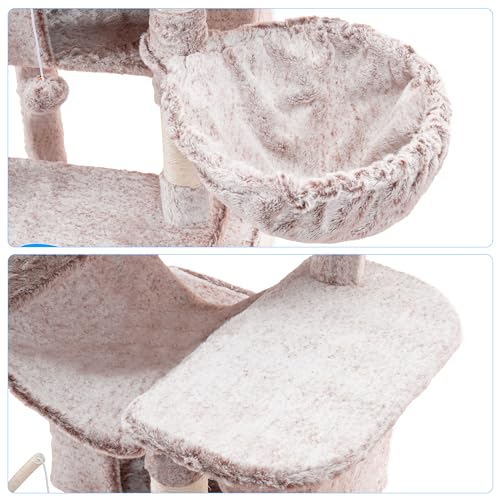 Hey-brother Cat Tree Tower with Stable Multi-Level Padded Perches, MPJ034MU - color: Muchroom