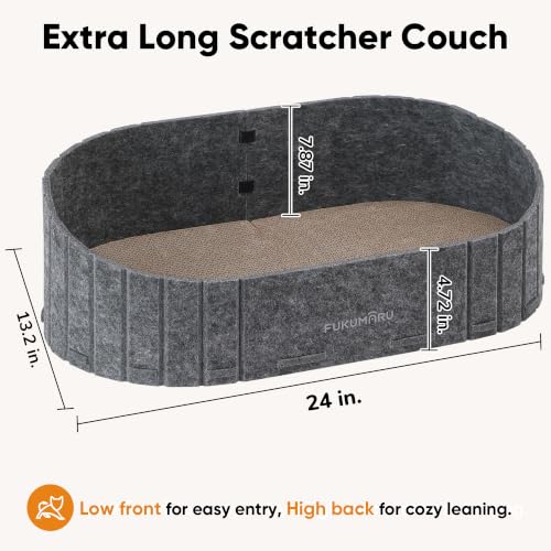 FUKUMARU Cat Scratcher, 24 Inch Sofa Shape Cat Scratching Bed Couch Indoor - color: Grey