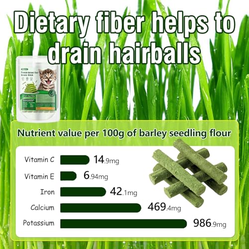 30g Cat Grass Sticks, Cat Grass Treats for Teeth Cleaning Hairball Removal