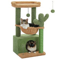 PEQULTI 4-in-1 Cactus Cat Tree for Kittens & Small Cats, 33in Green Tower - color: Green, size: L(15.8"L x 15.8"W x 33"H)