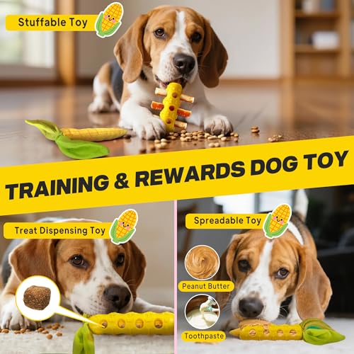 Fida 2-in-1 Puppy Teething Toys, Natural Rubber Chew Toys for Dogs, Corn - color: Yellow Corn