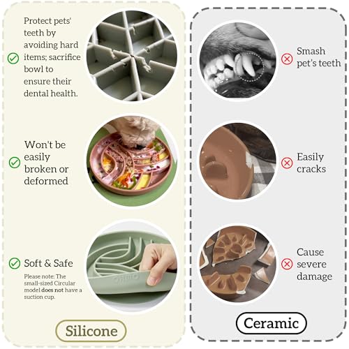 OHMO Slow Feeder Dog Bowl, 5.9" Lick Mat for Dogs, Diamond, Sage Green - color: Sage Green