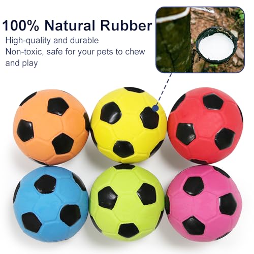 2.6'' Latex Squeaky Dog Soccer Ball Toys - Football for Small to Large Dogs, Vibrant Colors - 6 Pcs/Set - size: 2.6''