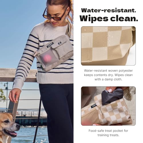 Cleverpup Walk & Train 2-in-1 Dog Walking Bag - Hands-Free, Sand - color: Sand