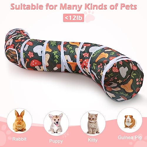 Glittme Cat Tunnel, Cat Tunnels for Indoor Cats, S-Shape Cats Cave with Cat Toys, Foldable Cat Tubes and Tunnels for Cats, Rabbit, Puppy, Guinea Pig - color: Black Mushroom