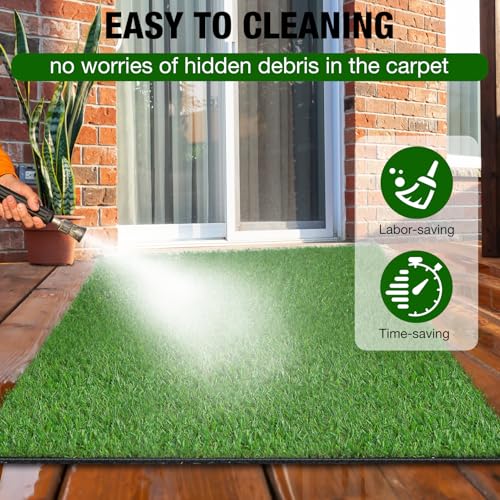 XLX TURF 2FT X 6FT Artificial Turf Runner Rug Indoor Outdoor - Realistic Narrow Fake Grass Carpet Patio Balcony Floor Covering - Pets Friendly & Drainage Dog Grass Pad - size: 2' x 6' (Runner)