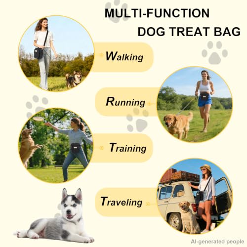 Dog Treat Pouch Open Top for Quick & Spill-Proof Access, Removable Pouch|Poop Bag Dispenser|3 Ways to Wear, Dog Treat Bag - Collapsible Bowl, Training Clicker & Poop Bag for Training & Walking-Black. - color: Black