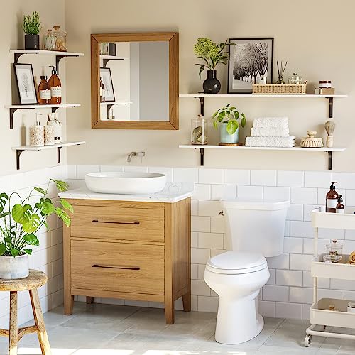 DINZI LVJ Long Wall Shelves, 23.6Inch Wooden Wall Mounted Shelves, Set of 2 - color: White, size: 23.6 Inch