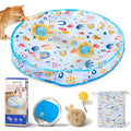Brylex Interactive Cat Toys, Motion-Activated Rolling Ball with Play Mat, Automatic Hide-and-Seek Game, Fast & Slow Modes, USB Rechargeable Cat Enrichment Toy, 28" Play Mat - color: White Grain