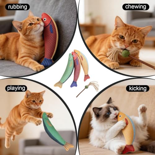 Autumn Knife Fish Cat Toy, 4 Pack Catnip Toys