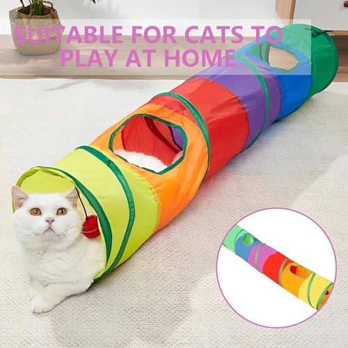 Cat Tunnel Toy with Hanging Ball, Cat Tunnel，Cat Tunnels for Indoor Cats - style: Straight tunnel