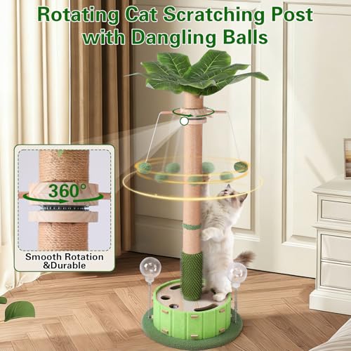 Plam Tree Cat Scratching Post 40" Tall with Cat Toys for Indoor Large Cats
