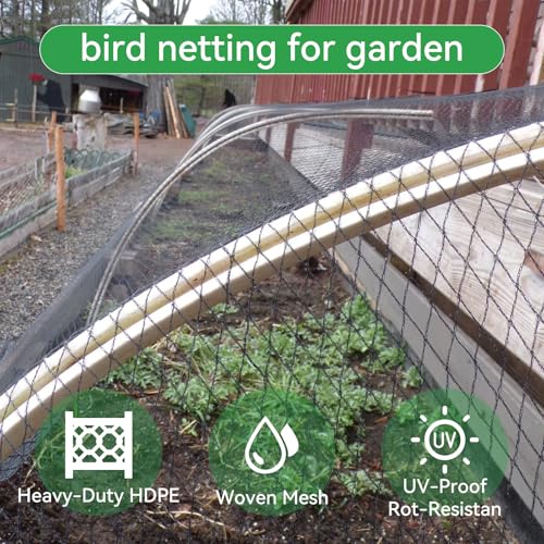 Bird Netting 10x30 FT 1/2 Inch Mesh Heavy Duty Woven Mesh Netting - size: 10x30Ft-0.5"