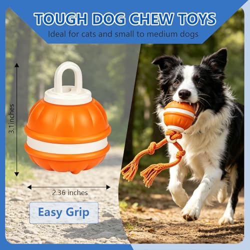 Interactive Dog Ball, 360° Self-Moving, USB-C, LED and Squeaker - color: orange
