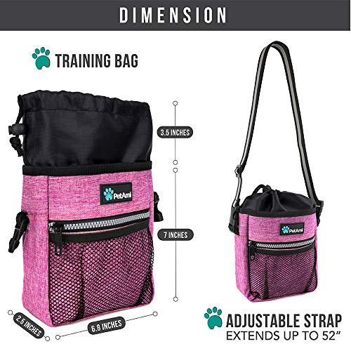 PetAmi Hands Free Dog Treat Pouch for Training and Walking, Pink - color: Heather Pink
