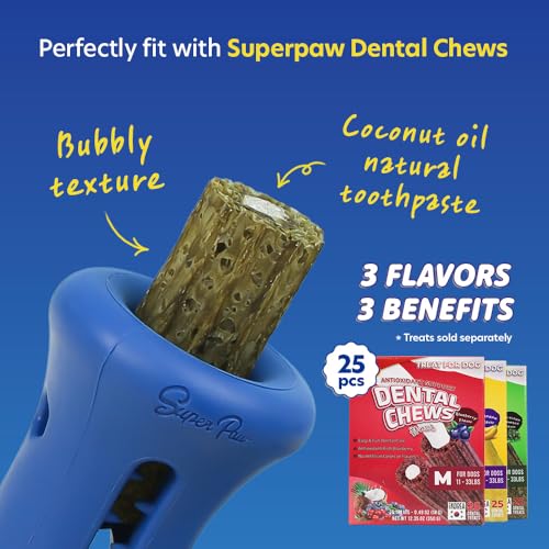 SuperPaw Dog Dental Chew Holder - Healthy Toy for Boredom Relief and Oral Care (60+ Min Extended Chew Time) - Small, 1 Pack - size: Small Treat Holder