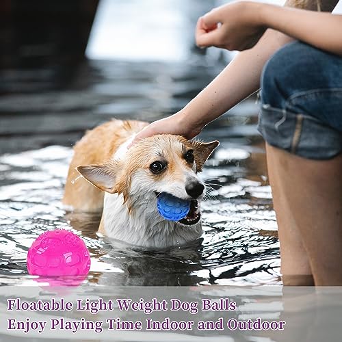 3'' Squeaky Dog Toy Balls for Lagre Medium Breed, Indestructible Dog Balls for Playing, Fetching & Retrieving, Durable Aggressive Chewers, 3 PCS Pink+Purple+Blue - color: Red+Purple+Blue