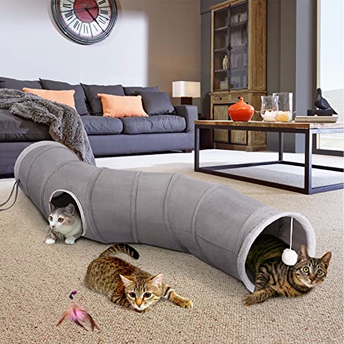 Ownpets S-Shape Cat Tunnel Toy 48"L x 10"D, for Cats, Puppies & Small Pets - size: 10 Inches in Diameter
