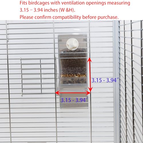 AOTU Automatic No Mess Bird Feeder for Cage - Crack-Resistant Plastic Bird Cage Seed Catcher Clear Bird Cage Feeder for Small Medium Birds Parrots Cockatiels Parakeets Conures Canaries (Light Gray) - color: Light Gray