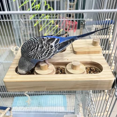 Wooden Bird Foraging Puzzle Toys for Parrots, Parakeet, Cockatiel, Sun Conures, Interactive Mental Enrichment Birds Toy, Bird Seed Slow Feeder Toy for Cage