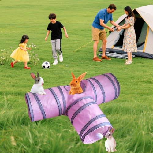 Rabbit Tunnels & Tubes Collapsible 3 Way Pink Grey - color: pink