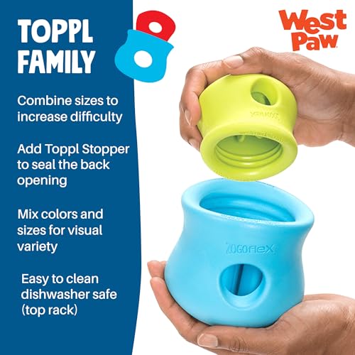 WEST PAW Zogoflex Toppl Interactive Treat Dispensing Puzzle Dog Toy for Mental Stimulation & Enrichment-Holds Kibble & Treats-Lickable, Freezable & Dishwasher Safe-Made in USA-Large-Cardinal Red - color: Cardinal, size: Large