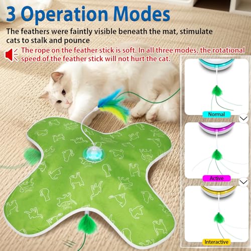 Muhhiba Interactive Cat Toys Rechargeable, Hide and Seek Kitten Toy with Touch Activated, Moving Concealed Feather, Tumbler Toy Design, Automatic Cat Toys for Indoor Cats to Chase and Exercise