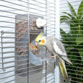 AOTU Automatic No Mess Bird Feeder for Cage - Crack-Resistant Plastic Bird Cage Seed Catcher Clear Bird Cage Feeder for Small Medium Birds Parrots Cockatiels Parakeets Conures Canaries (Light Gray) - color: Light Gray