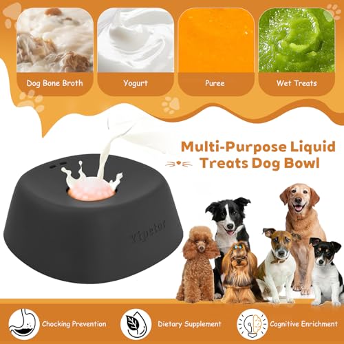 Yipetor Dog Lick Bowl, Rolled Ball-in Slow Feeder Enrichment Puzzle Toys - color: black