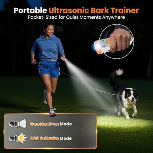Dog Bark Deterrent Device with Dog Training Clicker – Ultrasonic Anti Barking Device for Dogs, Portable Dog Bark Stopper for Training & Behavior Control, Safe for Own or Neighbor’s Dog