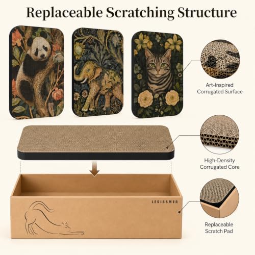 4 Pack Cat Wall Scratcher, Art Cat Scratching Board for Cats - color: Elephant & Cat & Panda