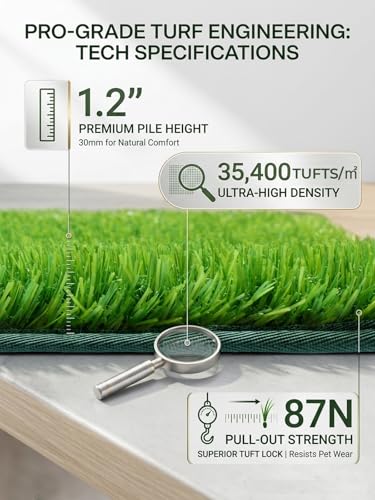 1.2'' Thick Woven Fake Grass Mat for Dog, Glue-Free Artificial Turf Potty Training Pad with Fast Drainage, Machine Washable Pet Pee Pad, Indoor Outdoor Non-Toxic Rug (Small) - size: 20'' x 25'' (Small)