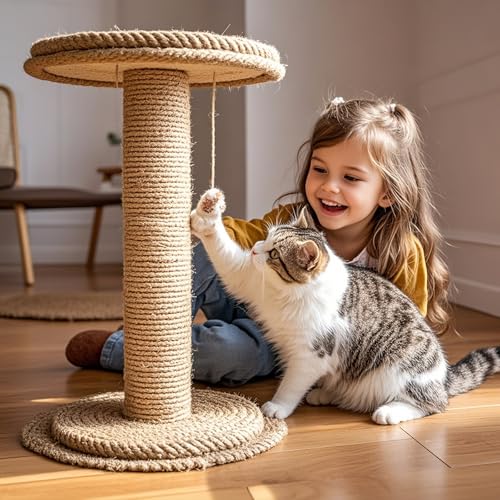 PowerKing Natural Sisal Replacement Scratching Post, 15.7'' 2 Pieces M8 Cat Scratch Post Refill Pole Parts for Refurbishment, Include Screws (Natural) - color: Beige, size: 15.7''+15.7'' (2.67''Thick)