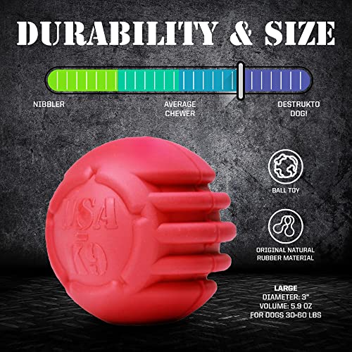 SodaPup USA-K9 Stars & Stripes – Durable Dog Ball Toy & Chew Toy Made in USA from Non-Toxic, Pet-Safe, Food Safe Natural Rubber for Bonding, Mental & Physical Exercise, Problem Chewing, Calming & More - color: Stars & Stripes Red, size: Large