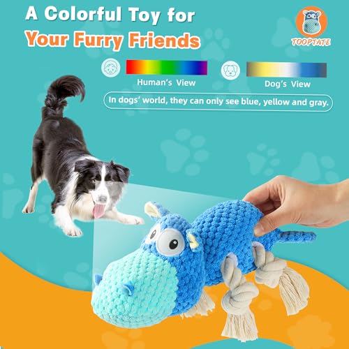 TOOPTATE Hippo Squeaky Dog Toys (Blue, Medium) (Pack of 2) - color: Blue, size: Medium (Pack of 2)