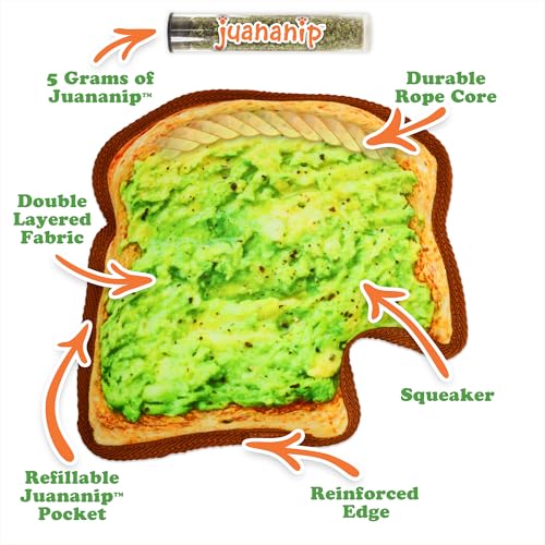 Doggijuana Tuffer Chewer Dog Toy, Avocado Toast | Plush, Squeaky - size: Standard, style: Avocado Toast