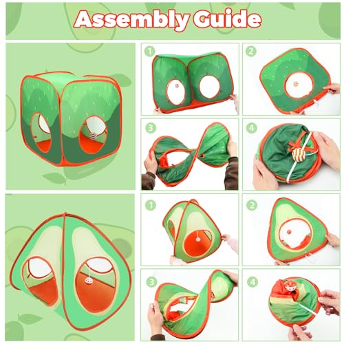 YUEPET Rabbit Tunnel & Cube Tent, Bunny Hideout, Guinea Pig Tunnel, Avocado - color: Avocado