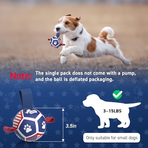 QDAN Puppy Balls, Small Dog Toys, Dog Balls with Straps for Small Breed - color: Flag, size: 3.5 Inch