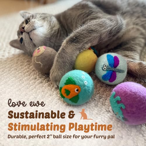 Love Ewe Wool Cat Toys 3 Pack, 2-inch Dragonfly & Butterfly - color: Dragonfly/Butterfly