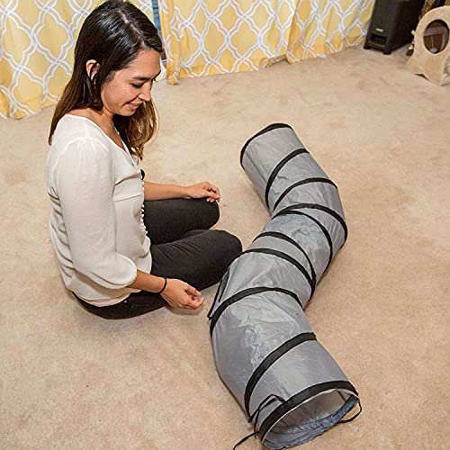 PetLike S Way Cat Tunnel Collapsible Pop-up Pet Tube Hideaway Play Toy with Ball (S-Way, Grey and Green) - color: Grey and Green, size: S-Way